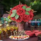 AmyHomie Red Rose 50pcs Real Looking Artificial Flowers w/Stem - Image 5