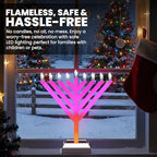 Super Lux 12" Electric LED Menorah – Flowing & Static Color Light Modes, Dynamic Branch Effects, Plug-in Hanukkah Menorah for Window or Tabletop Display - Image 5