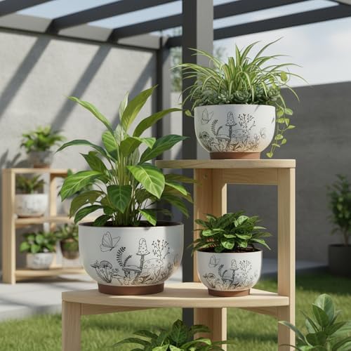 Terracotta Pots, 8+6 Inch Plant Pots, 2 Pcs with Drainage Holes - Image 4
