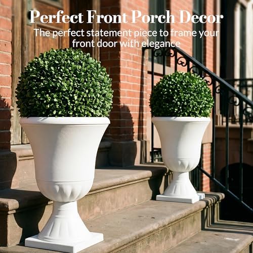 Worth 2-Pack Large White Urn Planters, 15.5" x 22" Tall Outdoor Flower Pots - Image 2