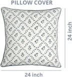 Ridhi Block Print Powder Blue Pillow Cover 24" x 24" (Pack of 2) Decorative Couch Pillows for Living Room, Farmhouse Chic Boho Cute Outdoor Pillows Covers Gifts for Spring, Mother's Day - Image 4