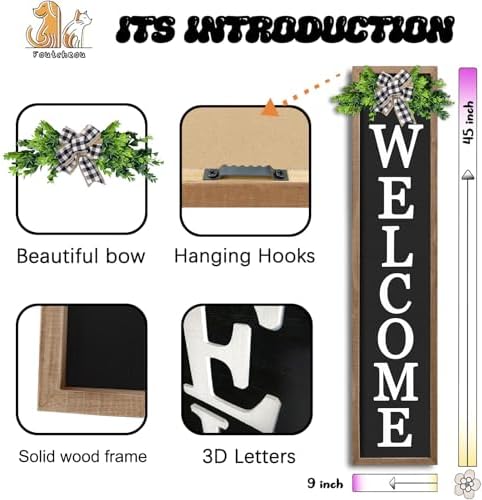 3D Outdoor Welcome Sign, 45"X9", Wood Black - Image 2