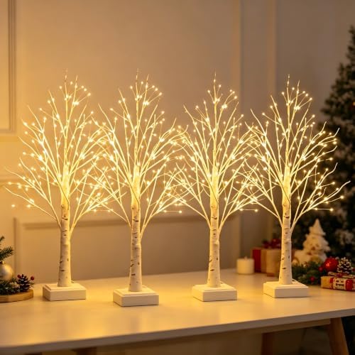 PXBNIUYA 4 Pack Artificial Tree Lamp with Timer,DIY Birch Tree LED Light by PXBNIUYA