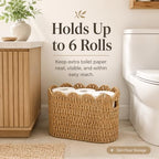 Scalloped Toilet Paper Basket, Tall Narrow Paper Rope Storage - Image 2