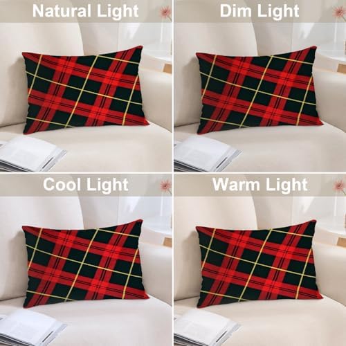 Batmerry Red Abstract Black Celtic Plaid Pillowcases, Pattern Black Retro Green Red Scottish Plaid Tartan Decorative Bed Pillow Cover with Hidden Zipper Soft Blended for Hair and Skin 20X26 in - Image 5