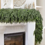 2PCS 6FT Thick Christmas Garland with 168 Cedar Branches, Real Touch Green Cedar Garland for Christmas Decorations, Artificial Greenery Garland for Table, Mantle, Wall, Indoor, Outdoor Holiday Decor by FAJUNZH