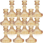 DARJEN Candlestick Holders Set, 4" H Taper Candle Holders Bulk, 12Pcs Gold Glass Candle Holders for Wedding, Festival, Party & Windowsill Decor by DARJEN