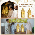 Honoson Eid Ramadan Lantern Large Golden Temple Moroccan Lantern Lamp Ramadan Decorations for Home, Hanging, Outdoor Patio or Indoor Home Decor, Gold, with LED String Lights(Elegant) - Image 6
