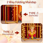 Wooden Ganpati Decoration Mandap Stand with Artificial Marigold Garlands - Image 4