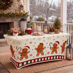 Oudain Christmas Gingerbread Table Cover 6 Feet Spandex Stretch Tablecloth - Image 4