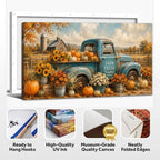 WAXWHELK Truck Fall Canvas Wall Art, Rustic Farmhouse Vintage Blue Truck Pumpkins and Sunflowers Painting Pictures, Autumn Thanksgiving Artwork for Living Room Kitchen Home Decor (12"x24") - Image 6