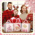Wesnoy 48 Pcs Large Christmas Pink Gift Bag Bulk with Handle Candy Bag - Image 6