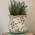 Xiaan Jiaju Vintage Ceramic 6.11'' Plant Pots, Decorative Vase for Indoor Garden, Room & Home Decor, Sage Beige - Image 4