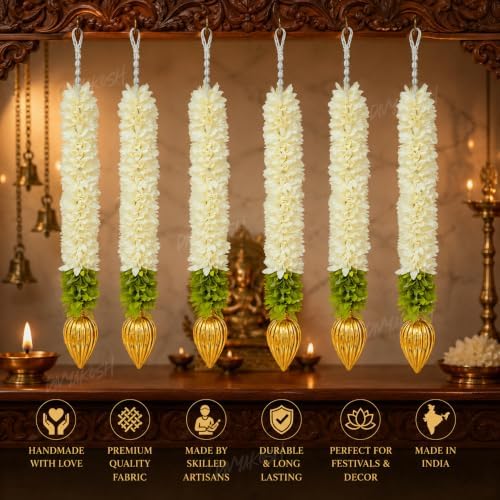 Divyakosh Fabric Hangings with Golden Lotus-6 Pcs-Small- 12 INCH | Floral Wall Hangings, Temple-Decoration Items, Backdrop for Pooja Decorative, Varalakshmi Vratam Decor| Varamahalaxmi Decor Items | - Image 6