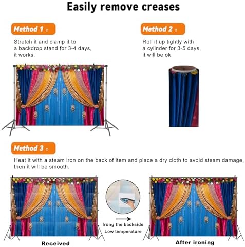 9x6ft Indian Traditional Backdrop Colored Curtains Marigold Photography Background Indian Hindu Wedding Banner Happy Holi Diwali Pooja Party Decorations Photo Props - Image 7