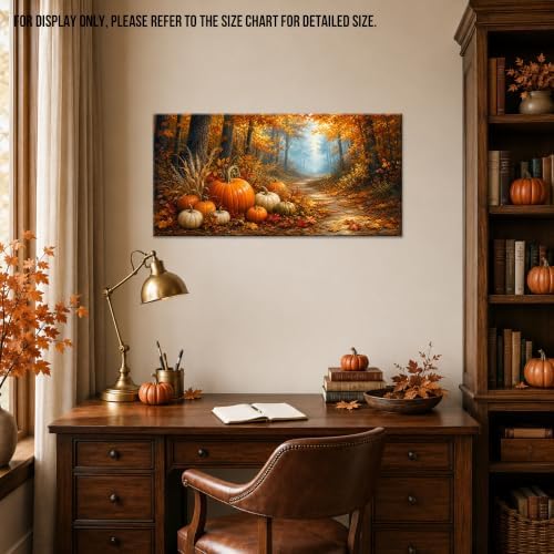 WAXWHELK Fall Canvas Wall Art Pumpkin Harvest Forest Path Painting Pictures Rustic Farmhouse Autumn Thanksgiving Artwork for Living Room Bedroom Home Decor, (12"x24") - Image 4