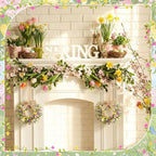 Dingion 6 Pcs 6" Mini Spring Cabinet Wreaths Spring and Summer Wildflower Candle Rings Wreaths for Kitchen with Ribbon Small Floral Wreath for Window Door Farmhouse Wedding Decorations - Image 5