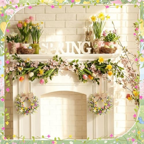 Dingion 6 Pcs 6" Mini Spring Cabinet Wreaths Spring and Summer Wildflower Candle Rings Wreaths for Kitchen with Ribbon Small Floral Wreath for Window Door Farmhouse Wedding Decorations - Image 5