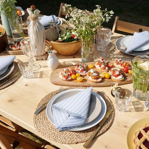 Funnymoom 24 Pcs Blue and White Striped Cloth Napkins, Reusable Dinner - Image 5