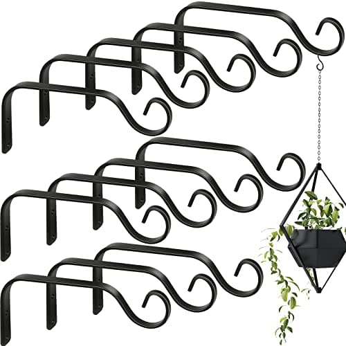 12 Pack Hanging Plant Bracket 7.3 Inches Metal Hook Decorative Straight Hanger for Bird Feeders, Wind Chimes, Flower Baskets, Planters Indoor Outdoor Wall by Chumia