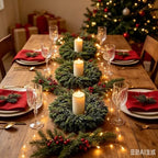 6 Pcs Mini Christmas Candle Ring Wreaths Artificial Pillar Candle Holder Wreath Frosted Cypress Foliage Greenery Wreath for Rustic Farmhouse Xmas Winter Holiday Table Wall Window Decor - Image 6