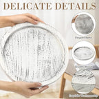 Sintuff 6 Pcs Wooden Candle Plate Holder Tray, Rustic White - Image 3
