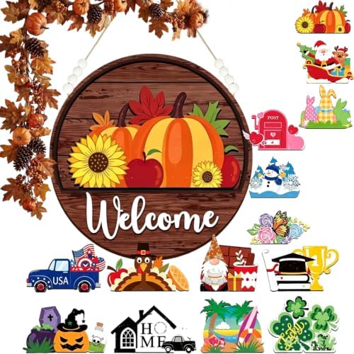 Interchangeable Door Sign,Welcome Sign for Every Season,Slot-In Design,A14 by HIDRUO
