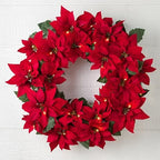 Balsam Hill Outdoor Lit Poinsettia Celebration Christmas Wreath - 26" Festive Red Front Door Wreath with Poinsettia Flowers & Battery-Operated LED Clear Lights - Image 7