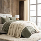 EVERGRACEHOME Chunky Chenille Knit Throw Blanket, 90 x 90, Beige - Image 5