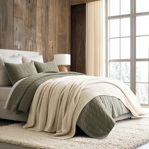 EVERGRACEHOME Chunky Chenille Knit Throw Blanket, 90 x 90, Beige - Image 5