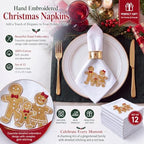 HunnmingRe 12 Pcs Gingerbread Christmas Cloth Napkins Set, 17x17 Inch - Image 7