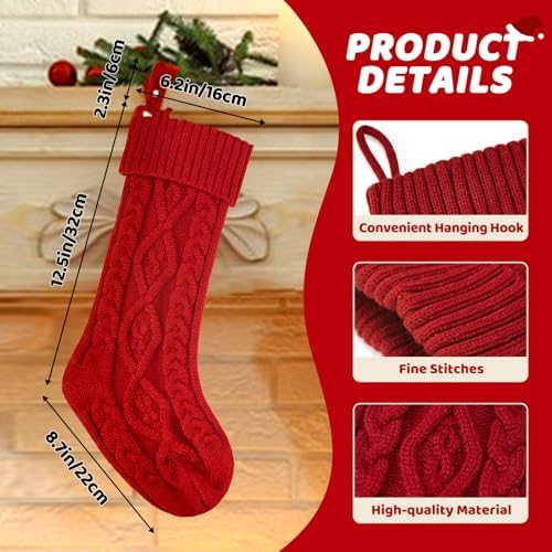 houscly 18 Inch Custom Christmas Stockings, 8 Pack Red Green - Image 3