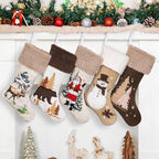 LUBOT 5 Pack Christmas Stockings 20" Set of 5 3D Towel Embroidery Sequin Mix Large Family Xmas Stocking Set Gifts Rustic Farmhouse Stocking Fireplace Hanging Holiday Decor by LUBOT