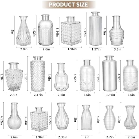 Glass Bud Vases in Bulk Small Mini Clear Vase for Flowers 17pc - Image 2