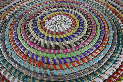 Senegal Placemats/African Bohemian Woven Seagrass Placemats/Natural Wicker Round Basket Placemats/Decorative Hanging Wicker Plates/Hanging Wall Decor (Multicolors) - Image 4