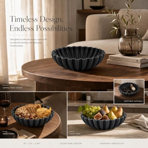 Decorative Marble Fruit Bowl For Kitchen Counter Or Table Decor – Premium Resin Large Key Bowl Elevates Your Modern/Farmhouse Home Decoration, Showcasing Fruit or Seasonal Centerpieces in Style - Image 4