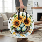 Easter Eggs Nest Round Storage Bag 24 Inch, Watercolor Green Egg Spring Sunflowers Floral Leaf Clothes Storage Container with Handles Heavy Duty Organizer for Comforter, Bedding & Holiday Wreaths - Image 2