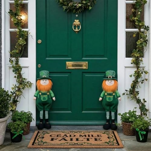 Capoda 2 Pack St. Patrick's Day Leprechaun with Stretchable Legs 15" to 20" Standing Leprechaun Figurine Long Leg Irish Plush Decorations for St. Patrick's Day Gift Office Kitchen Tabletop Home Decor - Image 2