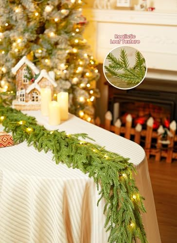 Christmas Garland with Lights, 6Ft Prelit Garland, Battery Operated, 2 Pack - Image 4