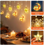 Lewondr Ramadan Curtain String Lights, 138 LEDs Moon Castle Star Lights - Image 4