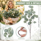 Waydress 40 Pcs Artificial Eucalyptus Stems, 23.6" Faux Greenery for Vases - Image 3