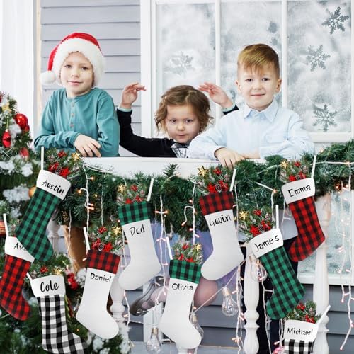 Tatuo 12 Pack Christmas Burlap Stockings Hanging,Novel Color - Image 6
