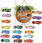 18 Pcs Interchangeable Seasonal Welcome Signs Front Door Decoration, Rustic Dachshund Seasonal Home Sign, Great Dog Gifts, Suitable for All Holidays Including Valentine's Day, Easter (Brown) - Image 2