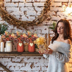 Lyrow 6 Pack Fall Mason Jar Table Centerpiece Autumn Centerpieces for Tables Orange Faux Floral Centerpiece Decorations Farmhouse Thanksgiving Mason Jar for Home Kitchen Tiered Tray Decoration - Image 6