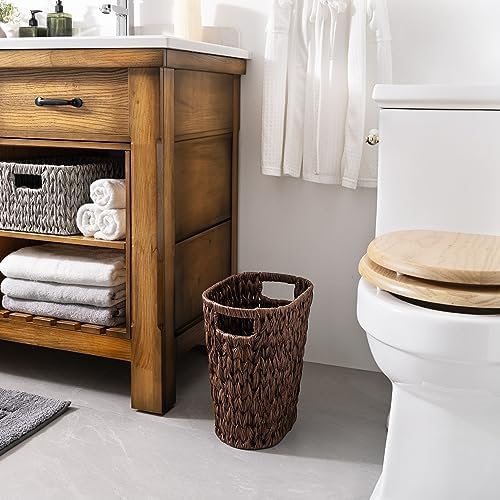 GRANNY SAYS Bedroom Trash Can, Wicker Waste Basket for Bathroom, Brown - Image 3