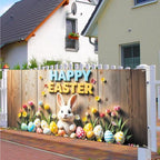 16x7 ft Happy Easter Banner for Two Car Garage - Fits Double Garage Door, Classic Bunny & Eggs with “Happy Easter” Sign Large Backdrop, Spring Festival Yard Decor - Image 7