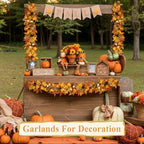 6 FT Lighted Fall Garland with Lights Pumpkins Automatic ON/Off - Image 5