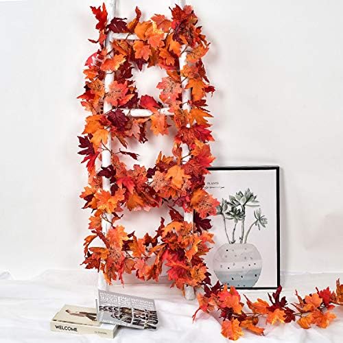 DearHouse 6 Pack Fall Garland Maple Leaf Clearance, 5.9Ft/Piece Hanging Vine Artificial Autumn Garland Thanksgiving Decor for Home Wedding Fireplace Party Christmas (Red) - Image 5