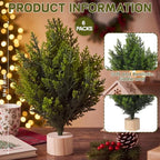 Soulchen 6 Pcs Mini Cedar Christmas Tree, 12" Artificial Tree with Base - Image 2