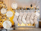 GEX Christmas Stockings 5 Pack for Family 20" Large Rustic Farmhouse Country Xmas Stockings with Tassels Hanging Ornament Decorations for Fireplace Xmas Season (Beige, Set of 5) - Image 5